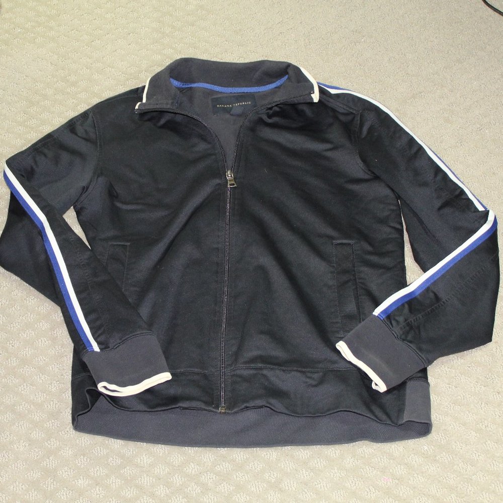 Banana Republic Men's Small Navy Blue French Terry Full Zip Jacket